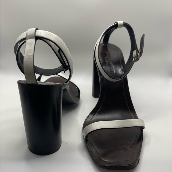 Saint Laurent White Leather Sandal Heels - Picture 6 of 9